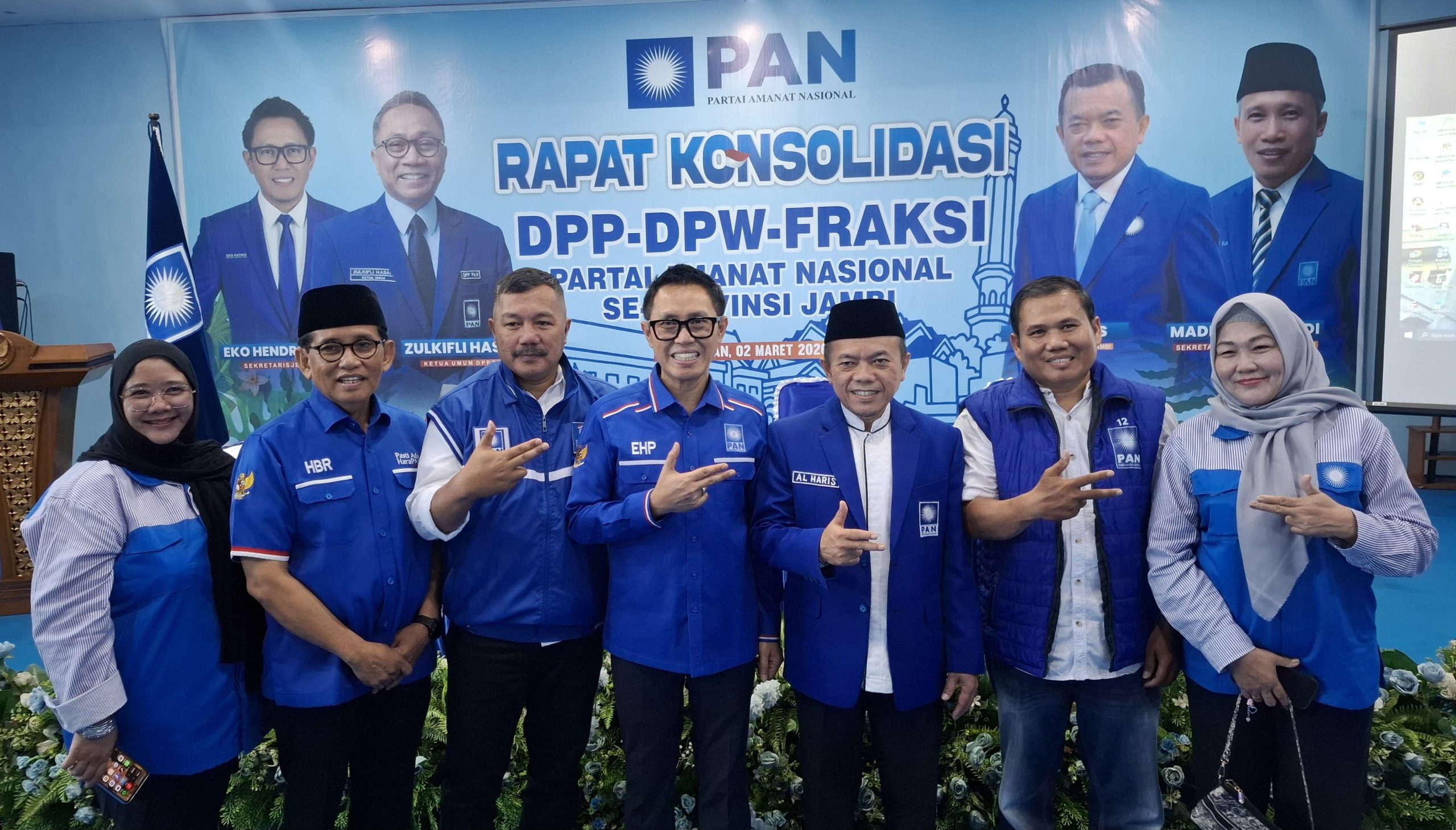 Ketua DPD PAN Kerinci Monadi bersama Sekjen DPP Eko Patrio dan Ketua DPW PAN Jambi Al Haris