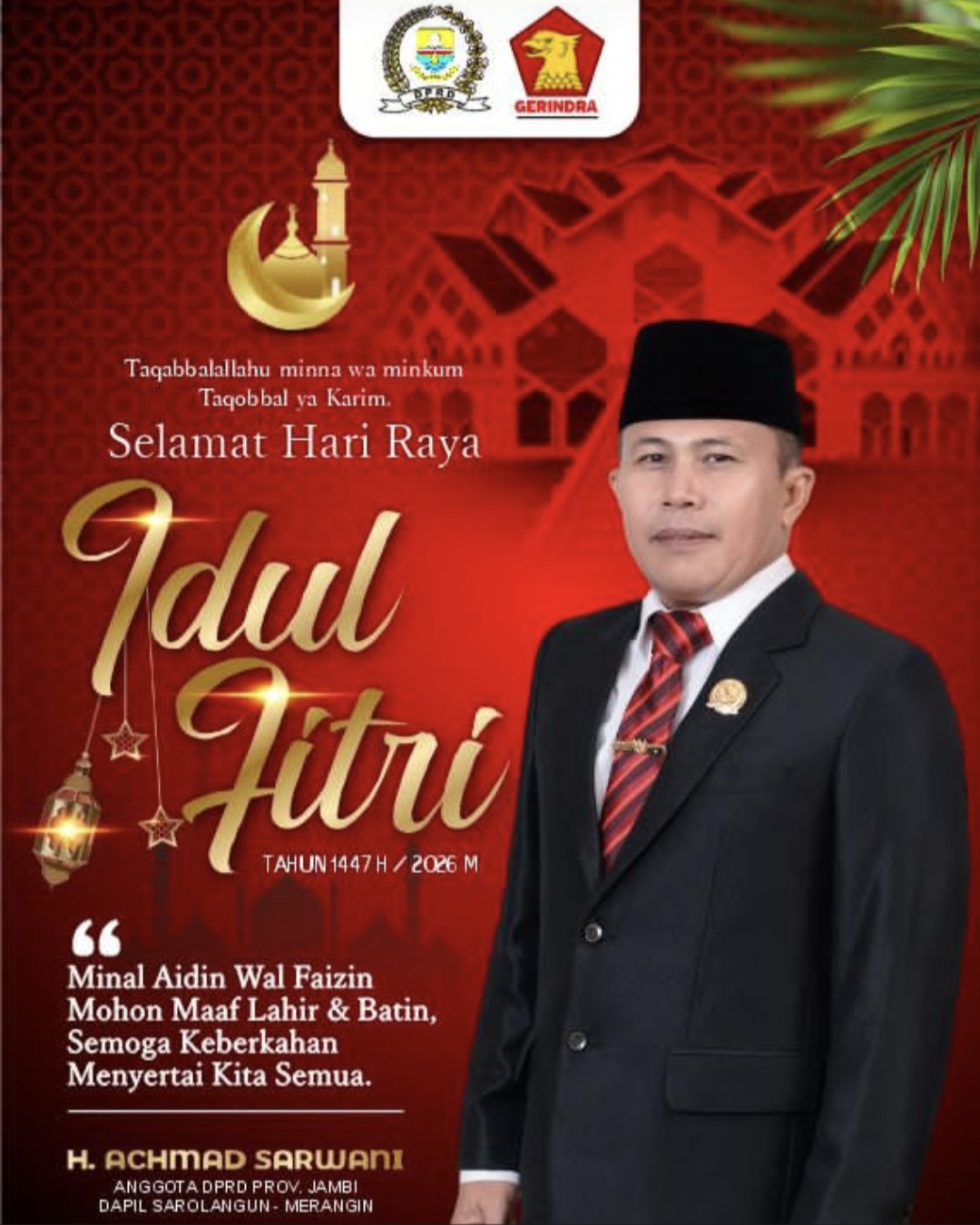 Achmad Sarwani dan keluarga mengucapkan mohon maaf lahir dan batin