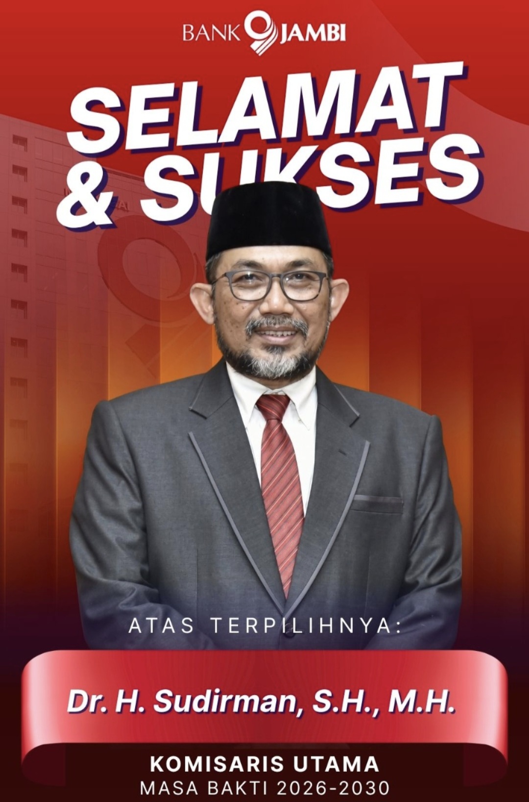 Sudirman ditetapkan jadi Komisaris Utama Bank Jambi (dok/bankjambi)