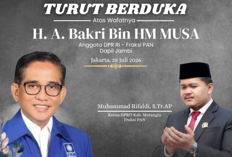 Ketua DPRD Kabupaten Merangin, Muhammad Rifaldi turut berduka cita atas berpulangnya H A Bakrie